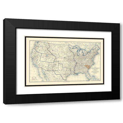 Geographical Divisions Departments December 1860 Black Modern Wood Framed Art Print with Double Matting by Bien