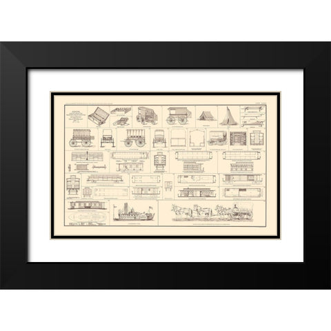 Diagrams the Sick Wounded Medical Supplies Black Modern Wood Framed Art Print with Double Matting by Bien