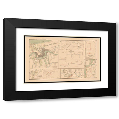 Approaches Forts 10 Views - Bien 1894 Black Modern Wood Framed Art Print with Double Matting by Bien