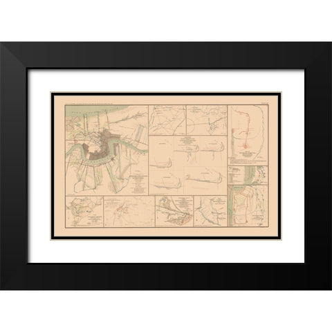 Approaches Forts 10 Views - Bien 1894 Black Modern Wood Framed Art Print with Double Matting by Bien