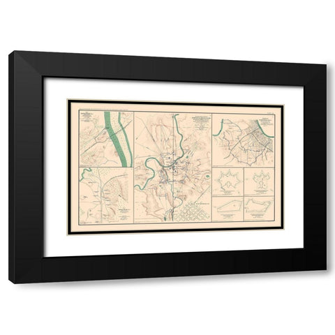 Defenses Forts 8 Views - Bien 1894 Black Modern Wood Framed Art Print with Double Matting by Bien