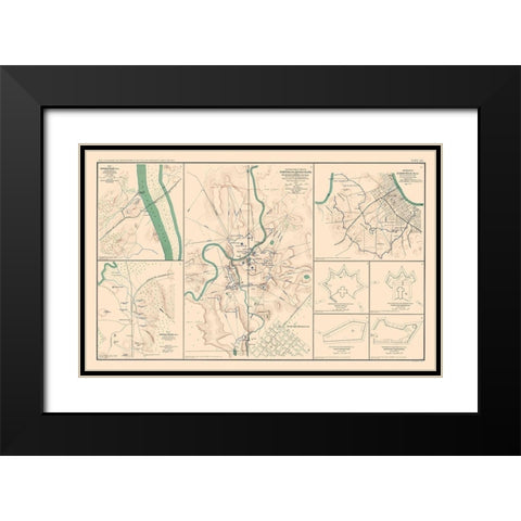 Defenses Forts 8 Views - Bien 1894 Black Modern Wood Framed Art Print with Double Matting by Bien