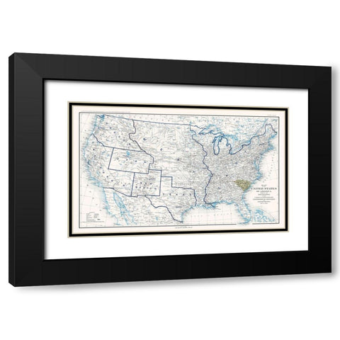 United States Boundaries of 1860 - Bien 1894 Black Modern Wood Framed Art Print with Double Matting by Bien