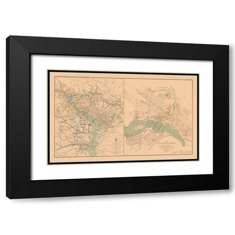 Defenses of Washington Richmond Virginia Black Modern Wood Framed Art Print with Double Matting by Bien
