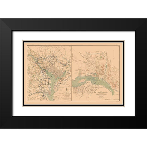 Defenses of Washington Richmond Virginia Black Modern Wood Framed Art Print with Double Matting by Bien
