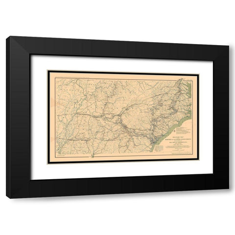 General Sherman Marches 1863 to 1865 - Bien 1894 Black Modern Wood Framed Art Print with Double Matting by Bien