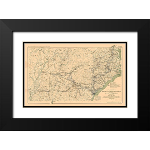 General Sherman Marches 1863 to 1865 - Bien 1894 Black Modern Wood Framed Art Print with Double Matting by Bien