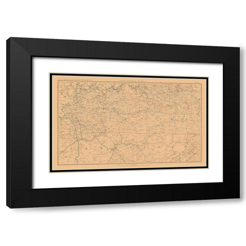 Illinois Indiana Tennessee Kentucky - Bien 1894 Black Modern Wood Framed Art Print with Double Matting by Bien