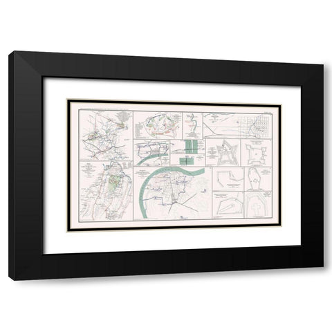 Key Forts Defenses of South - Bien 1894 Black Modern Wood Framed Art Print with Double Matting by Bien