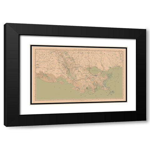 Louisianna Mississippi Theatre of War - Bien 1894 Black Modern Wood Framed Art Print with Double Matting by Bien