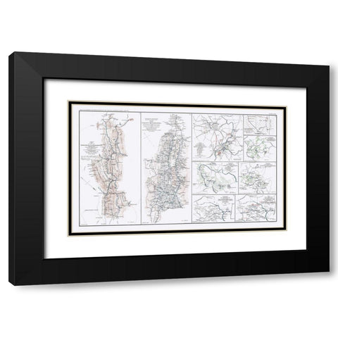Major Battles Virginia Maryland - Bien 1894 Black Modern Wood Framed Art Print with Double Matting by Bien
