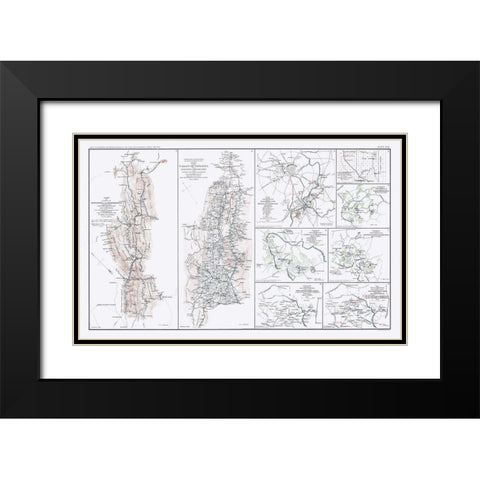 Major Battles Virginia Maryland - Bien 1894 Black Modern Wood Framed Art Print with Double Matting by Bien