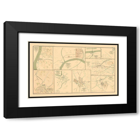 Defenses 9 Views - Bien 1894 Black Modern Wood Framed Art Print with Double Matting by Bien