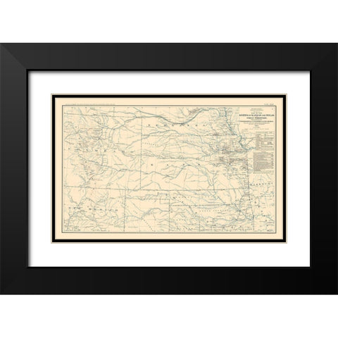 War Department Kansas Texas Indian Territory Black Modern Wood Framed Art Print with Double Matting by Bien