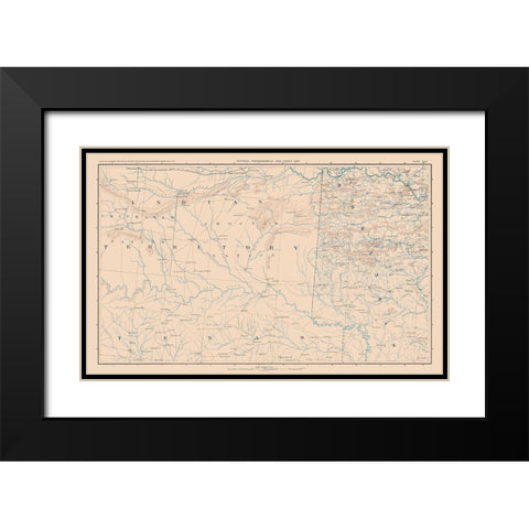 Indian Territory Texas Arkansas - Bien 1894 Black Modern Wood Framed Art Print with Double Matting by Bien