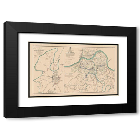 Approaches Defenses Kentucky Ohio - Bien 1894 Black Modern Wood Framed Art Print with Double Matting by Bien