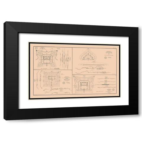 Rebel Lines Mobile Defenses 4 Views - Bien 1894 Black Modern Wood Framed Art Print with Double Matting by Bien