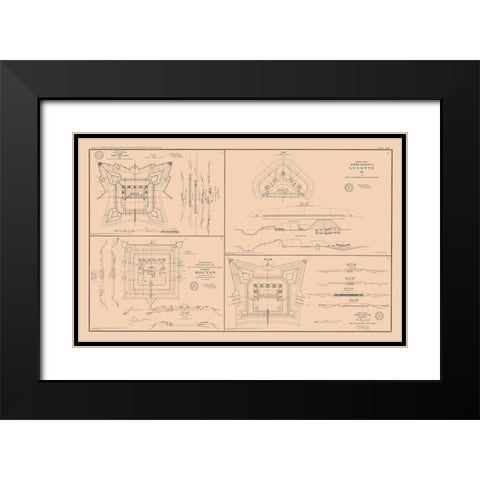Rebel Lines Mobile Defenses 4 Views - Bien 1894 Black Modern Wood Framed Art Print with Double Matting by Bien