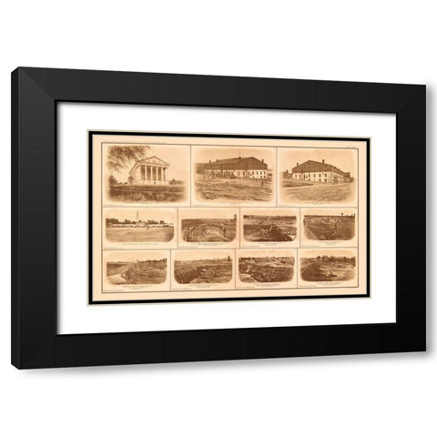 Rebel Federal Forts Georgia Virginia- Bien 1894 Black Modern Wood Framed Art Print with Double Matting by Bien