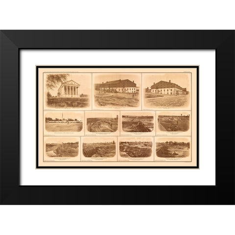 Rebel Federal Forts Georgia Virginia- Bien 1894 Black Modern Wood Framed Art Print with Double Matting by Bien