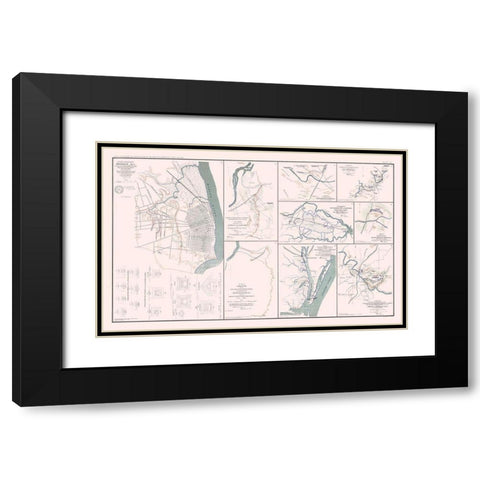 Rebel Defenses 9 Views Alabama Virginia Tennessee Black Modern Wood Framed Art Print with Double Matting by Bien