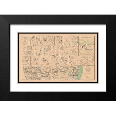 Campaigns from Chattanooga to Atlanta - Bien 1894 Black Modern Wood Framed Art Print with Double Matting by Bien