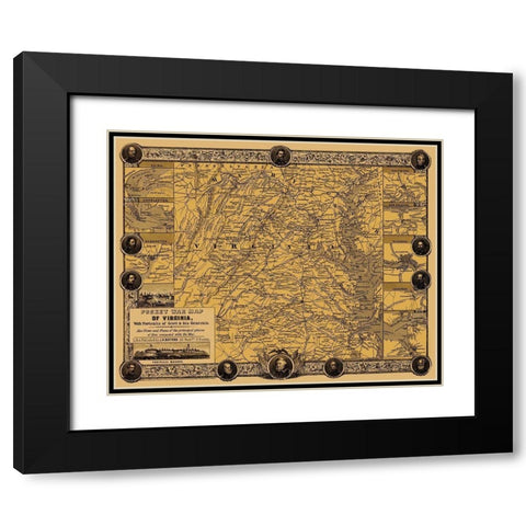 Virginia Pocket War - Bufford 1861 Black Modern Wood Framed Art Print with Double Matting by Bufford
