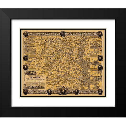 Virginia Pocket War - Bufford 1861 Black Modern Wood Framed Art Print with Double Matting by Bufford