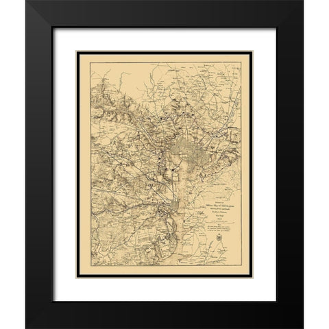 Civil War Virginia Forts Roads - US War Dept 1865 Black Modern Wood Framed Art Print with Double Matting by USWD