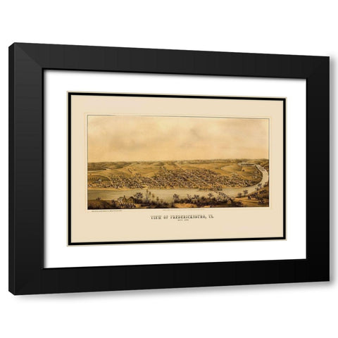 Fredericksburg Virginia Panoramic - Sachse 1862 Black Modern Wood Framed Art Print with Double Matting by Sachse