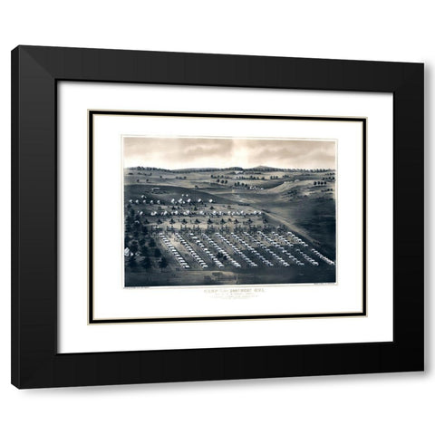 Camp of 196th Regiment - Schmidt 1860s Black Modern Wood Framed Art Print with Double Matting by Schmidt