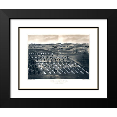 Camp of 196th Regiment - Schmidt 1860s Black Modern Wood Framed Art Print with Double Matting by Schmidt