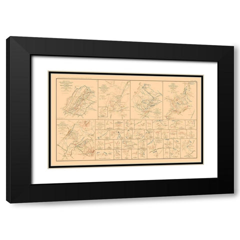 Battle Plans of Virginia - Hotchkiss 1894 Black Modern Wood Framed Art Print with Double Matting by Hotchkiss