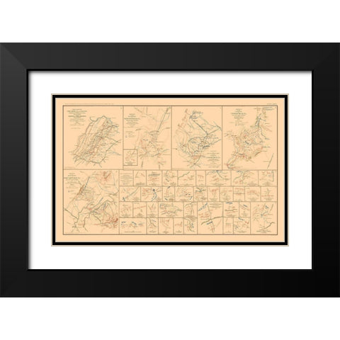 Battle Plans of Virginia - Hotchkiss 1894 Black Modern Wood Framed Art Print with Double Matting by Hotchkiss