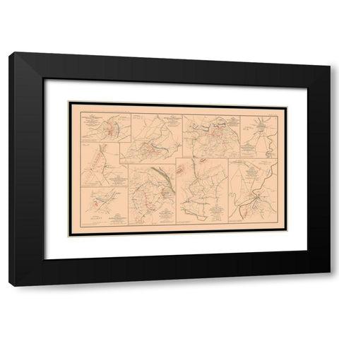 Battle Positions Virginia Maryland - Hotchkiss Black Modern Wood Framed Art Print with Double Matting by Hotchkiss