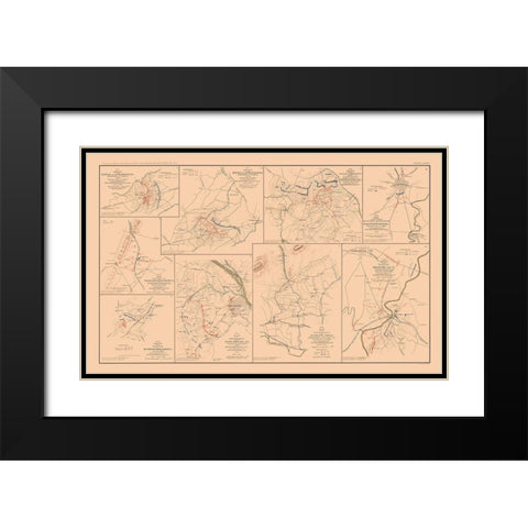 Battle Positions Virginia Maryland - Hotchkiss Black Modern Wood Framed Art Print with Double Matting by Hotchkiss