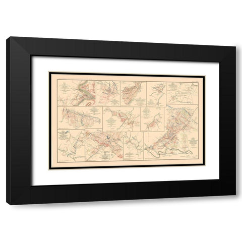 Battle Positions Virginia West Virginia Black Modern Wood Framed Art Print with Double Matting by Hotchkiss