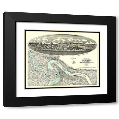Vicksburg Mississippi with Vicinity Black Modern Wood Framed Art Print with Double Matting by Wrotnowski