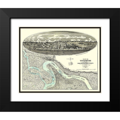 Vicksburg Mississippi with Vicinity Black Modern Wood Framed Art Print with Double Matting by Wrotnowski