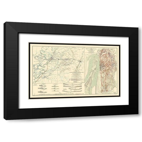Seige of Vicksburg Mississippi 2 Views - Bien 1863 Black Modern Wood Framed Art Print with Double Matting by Bien