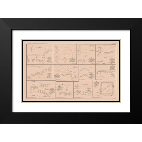 Battery Plans of Petersburg Virginia - Bien 1894 Black Modern Wood Framed Art Print with Double Matting by Bien