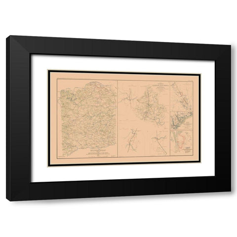 Spotsylvania County Hanover Junction Black Modern Wood Framed Art Print with Double Matting by Campbell