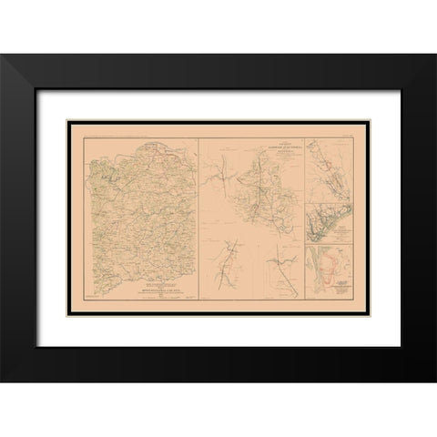 Spotsylvania County Hanover Junction Black Modern Wood Framed Art Print with Double Matting by Campbell