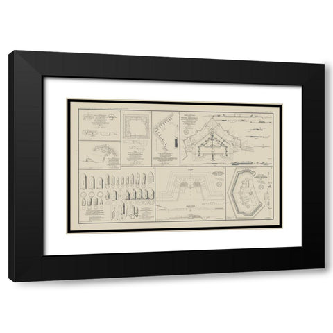 Petersburg Rebel Lines Mobile Defenses - Bien 1894 Black Modern Wood Framed Art Print with Double Matting by Bien