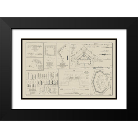 Petersburg Rebel Lines Mobile Defenses - Bien 1894 Black Modern Wood Framed Art Print with Double Matting by Bien