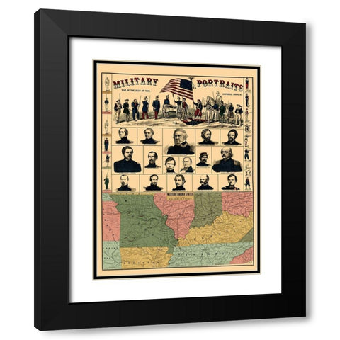 Western Border States Military Portraits Black Modern Wood Framed Art Print with Double Matting by Lloyd
