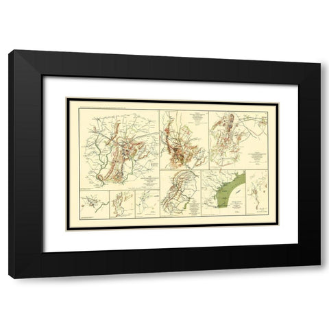 Texas Virginia Pennsylvania Georgia Battle Routes Black Modern Wood Framed Art Print with Double Matting by Hotchkiss