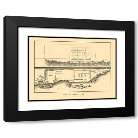 Foundry Site Plan Washington DC - Bowen 1836 Black Modern Wood Framed Art Print with Double Matting by Bowen