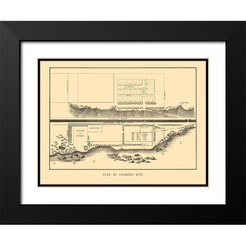Foundry Site Plan Washington DC - Bowen 1836 Black Modern Wood Framed Art Print with Double Matting by Bowen