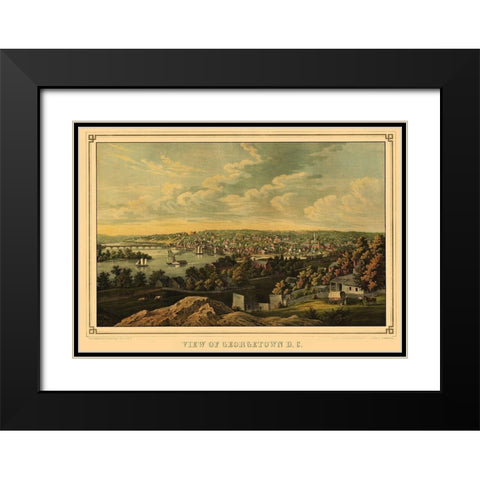 Georgetown Washington DC - Sachese 1855 Black Modern Wood Framed Art Print with Double Matting by Sachese
